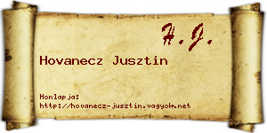Hovanecz Jusztin névjegykártya